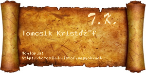 Tomcsik Kristóf névjegykártya